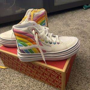 Vans size 7 Women Rainbow Flour Shop Super Comfycush S